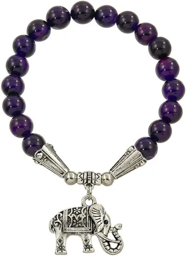 Vista 10 de Falari brazalete de piedras naturales de amuleto de elefante