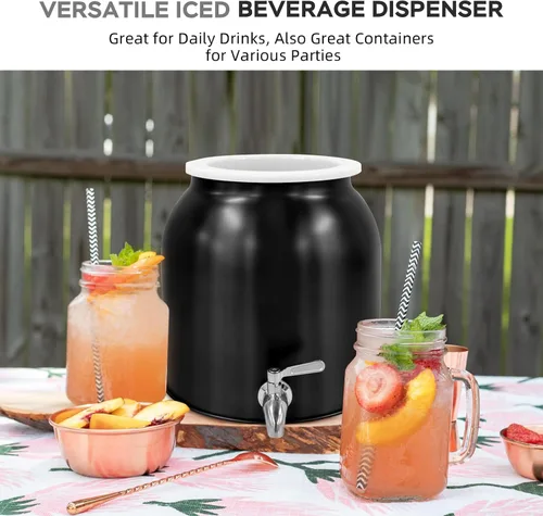 Vista 7 de Cántaro de Agua de Acero Inoxidable de 2.5 Galones, Dispensador de Agua de Encimera para Botella de 3-5 Galones, Dispensador de Bebidas con Botella