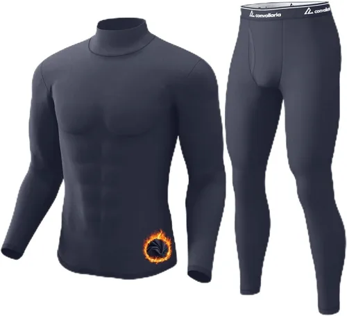Vista 22 de Thermal Underwear Long Johns for Men Base Layer Cold Weather Set A-Negro
