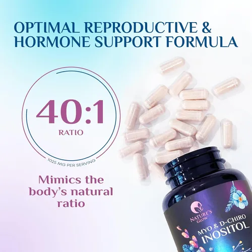 Vista 6 de Myo-inositol y D-Chiro Inositol 1025 mg – Proporción ideal 40:1 para apoyo ovárico, suplemento vegano de mio y D Chiro para el equilibrio natural