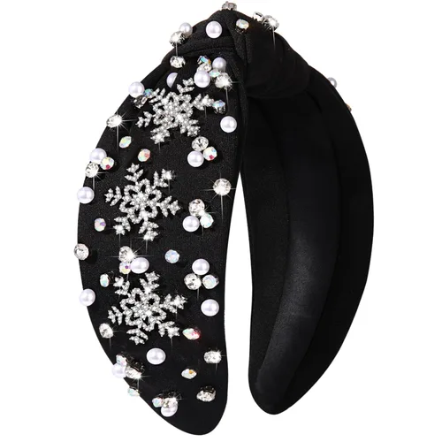 Vista 39 de Diadema de Navidad para mujer, accesorios de Navidad con cuentas, arco de Navidad, árbol, copo de nieve, diadema anudada HOHOHO, rojo y verde, perla