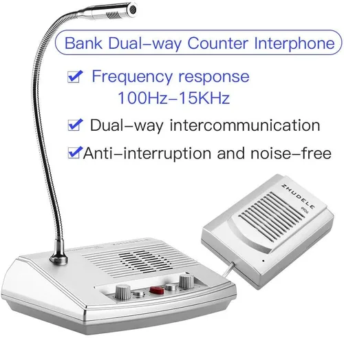 Vista 6 de 110V-220V ZDL-9906 DualWay Ventana Contador de vidrio Intercomunicador Interfono Altavoz Micrófono de intercomunicación para tienda bancaria Escuela