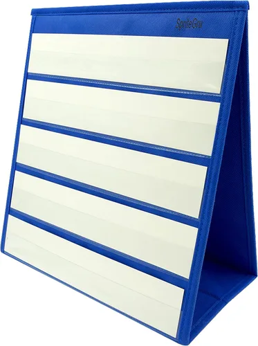 Vista 9 de Tabla de bolsillo de escritorio negra con tabla de 13" x 12" y tarjetas de borrado en seco adicionales de 20 x de doble cara. Autoportante Negro