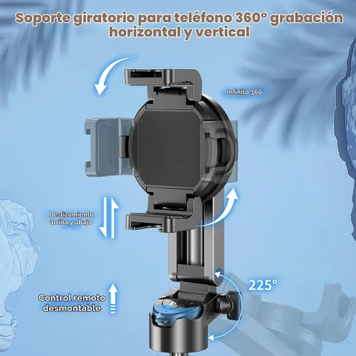 Vista 7 de Trípode magnético para teléfono con control remoto, palo selfie extensible Handle Grip Pocket Size, 4-in-1 Mini Phone Grip, 10m Wireless Shutter