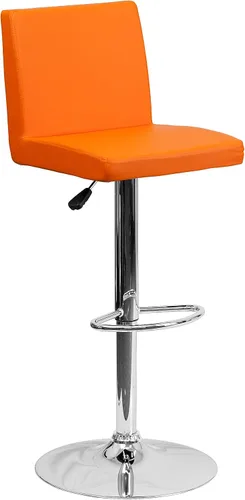 Vista 19 de Flash Furniture Taburete de bar contemporáneo de vinilo negro ajustable con panel trasero y base cromada (paquete de 1)