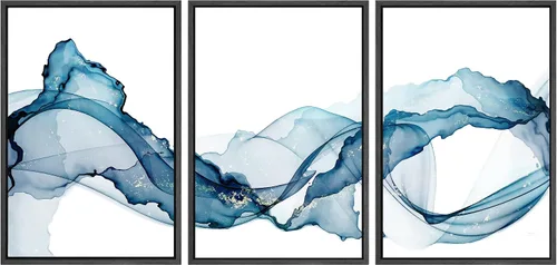 Vista 29 de SIGNWIN Lienzo enmarcado para pared, juego de arte tranquilo con reflejo de lago, acuarela, montaña y agua, ilustraciones modernas, arte abstracto