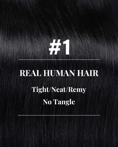 Vista 3 de Hetto - Extensiones de cabello humano real para coser, color negro azabache, #1, 12 pulgadas, 2.47 onzas Adhesivo suave, fuerte, uso diario