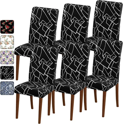 Vista 34 de Fundas para sillas de comedor CoSofSLIP, juego de 2, fundas estampadas elásticas antideslizantes, fundas extraíbles y lavables para sillas