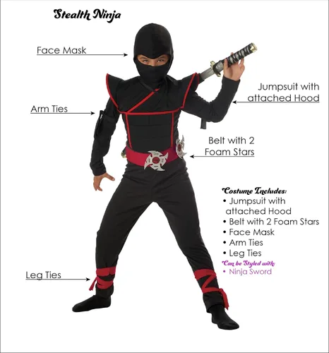 Vista 6 de California Costumes Kids Stealth Ninja Costume