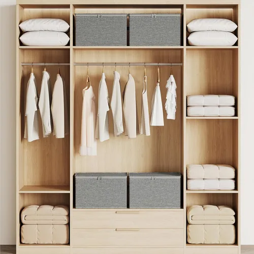 Vista 6 de Contenedores de almacenamiento de ropa con marcos resistentes, caja organizadora de ropa de tela plegable para mudanza, cubo de almacenamiento