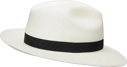 Vista 4 de Ultrafino Classic Fedora Paja Panamá Sombrero Tejido a Mano en Ecuador Marfil