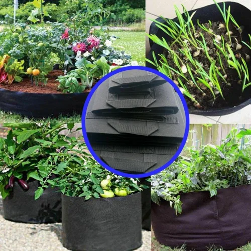 Vista 5 de Paquete de 12 bolsas de cultivo de 5 galones, macetas de tela de 5 galones, bolsas de cultivo premium para un crecimiento saludable de las plantas