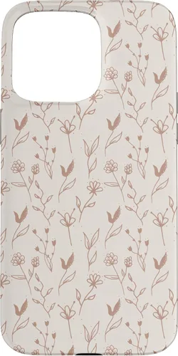 Vista 28 de iPhone 16 Hojas Botánico Flor Planta Línea Arte Terracota Case