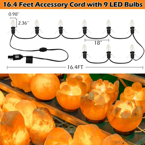 Vista 4 de Meonum Cable de accesorios con 9 bombillas LED, cable de luces de aldea de Navidad C7 de 16.4 pies con clip, luces de molde de soplado para luces