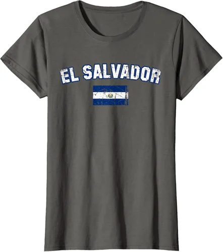 Vista 7 de EL SALVADOR Bandera Vintage Hombres Mujeres Niños Camiseta EL SALVADOR