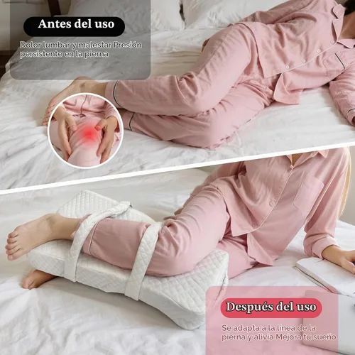Vista 5 de Almohada de rodilla para dormir de lado, almohada de espuma viscoelástica con correa de 2 capas para ajustar la altura entre las piernas, almohadas