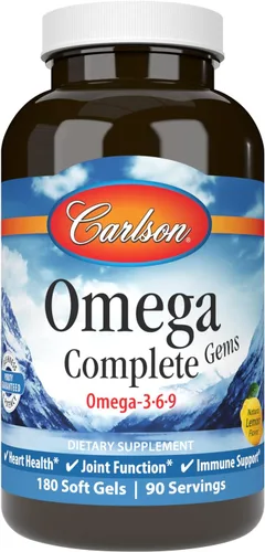Vista 9 de Carlson - Gemas completas Omega-3-6-9, capturadas en la naturaleza, de origen sostenible, salud cardíaca, función articular y apoyo inmunológico, 90