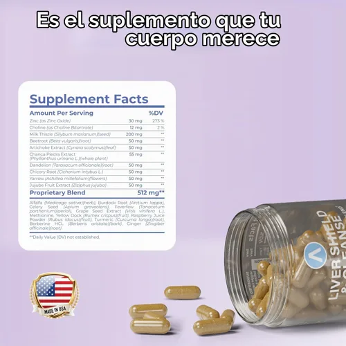 Vista 5 de Avenir Nutrition Liver Shield & Cleanse Suplemento de desintoxicación y reparación de limpieza hepática a base de hierbas Suplementos
