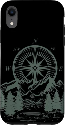 Vista 24 de iPhone 16 Compass Nautical Aesthetic Tree Mountains Landsacpe Case