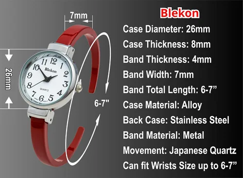 Vista 2 de Blekon Collections Quartz Womens 26mm Delicate Metal Cuff Bangle Watch