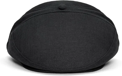 Vista 3 de Sterkowski Swede Cap Gorra plana 100% lino para hombres y mujeres Gorra de verano súper aireada de 5 paneles sin forro Negro