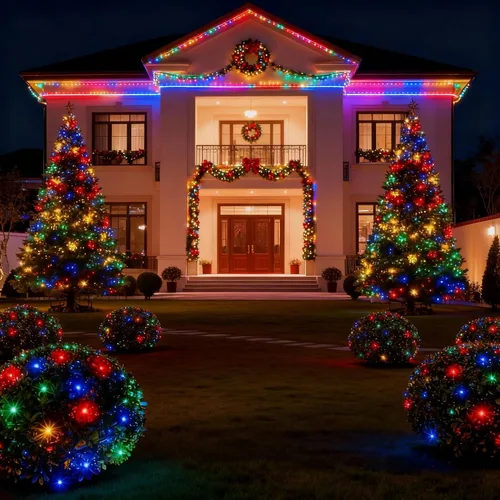 Vista 3 de Meteds 6 pies x 4 pies luces LED de red de Navidad con cable verde, luces de red impermeables certificadas UL conectables para arbustos, árboles