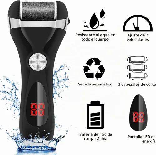 Vista 2 de Kit Removedor Eléctrico de Callos para Pies, Herramientas de Pedicura Recargables Elmchee para Cuidado de Pies Lima de Pies con 3 Cabezales