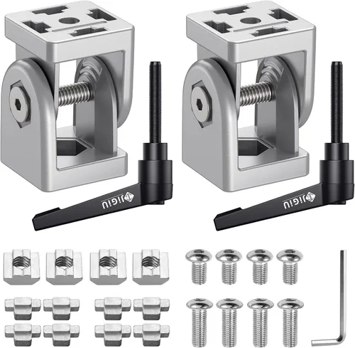 Vista 9 de JiGiU Conector de ángulo de 2 piezas Conector de junta 4040 Tuerca 8 Bisagra flexible Rango de rotación de 180° con palanca de sujeción Conector