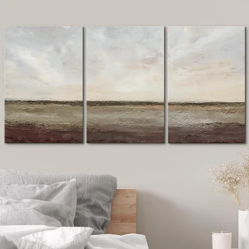 Vista 252 de wall26 Lienzo enmarcado para pared, juego de arte de acuarela pastel, paisaje rural, ilustraciones con formas abstractas, arte moderno, decorativo