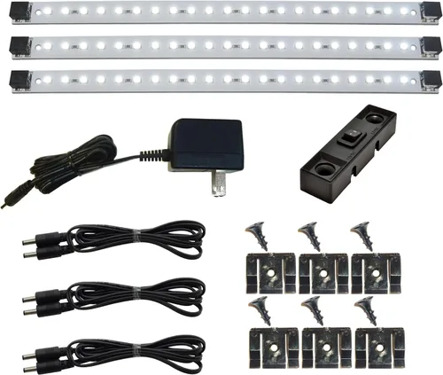 Vista 8 de Inspired LED Iluminación LED para debajo del gabinete Pro Series 21 LED Deluxe Kit 3 paneles de luz 3000 Kelvin Iluminación bajo gabinete Blanco