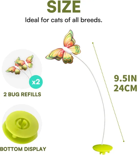 Vista 5 de ALL FOR PAWS Repuestos de mariposa para juguetes automáticos de gatos, mariposa aleteante realista, material de tela mejorado para un juego