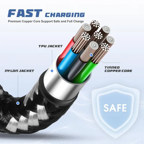 Vista 2 de AGOZ Cable USB C corto de 1 pie, cargador rápido de 90 grados, cable de ángulo recto compatible con Samsung Galaxy S26 S25 S24 S23 S22, A15 A16 A17