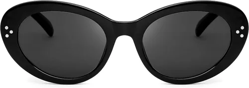 Vista 2 de FEISEDY Y2k - Gafas de sol ovaladas para mujer gruesas atrevidas estilo retro con efecto de ojo de gato redondo B2313