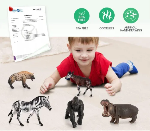 Vista 2 de Volnau Figuras de animales de safari, juguetes de 13 piezas de figuras de África para niños pequeños, decoración de Navidad, regalo de preescolar