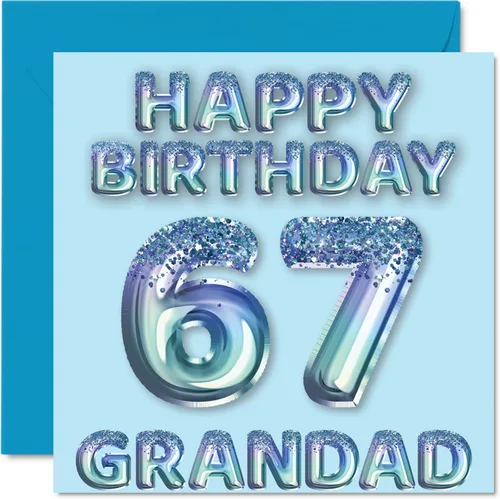 Vista 324 de Stuff4 Tarjeta de primer cumpleaños para niños, globo de fiesta con purpurina azul, tarjetas de feliz cumpleaños para niño de 1 año, nieto, hijo, 57