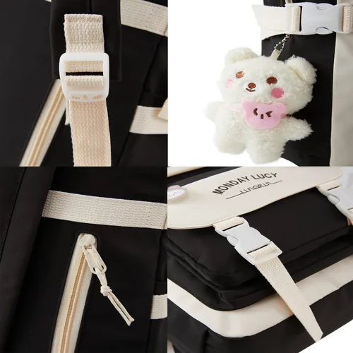 Vista 6 de Mochila Kawaii para la escuela, lindas mochilas estéticas para niños, para niñas de primaria, jardín de infantes, Mochilas Escolares para Niñas