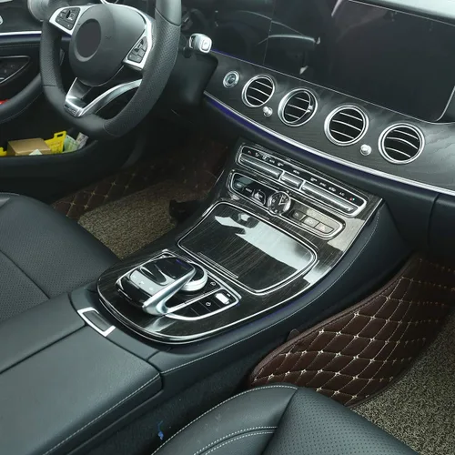 Vista 5 de YIWANG Adhesivos ABS de grano de madera negra para consola central de engranajes, marco de marco, 2 unidades para Mercedes Benz Clase E W213
