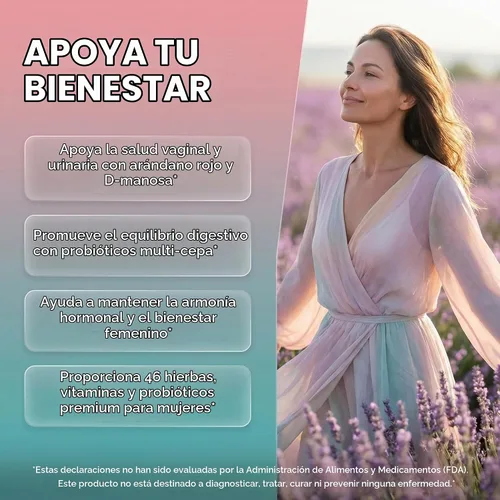 Vista 10 de Clean Nutraceuticals Probióticos para mujeres con D manosa, extracto de arándano, ñame silvestre, chasteberry – 20 cepas probióticas y prebióticas