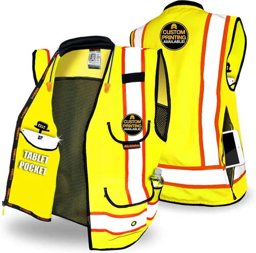 Vista 9 de KwikSafety - Charlotte, NC - GODFATHER Safety Vest [CUSHIONED COLLAR + TABLET POCKET] ANSI OSHA