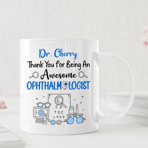 Vista 4 de Taza de café personalizada para oftalmólogo con texto en inglés "Thank You For Being An Awesome Oftalmologist", taza de café personalizada