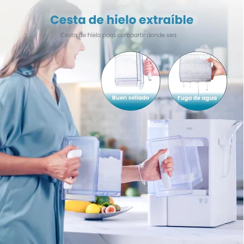 Vista 7 de Gevi Adella Nugget - Máquina de hielo con tanque de agua lateral de 1 galón