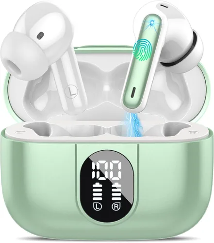Vista 14 de Csasan Auriculares inalámbricos Bluetooth 5.3, auriculares intraurales de reproducción de 40 horas, mini auriculares Bluetooth con micrófono ENC