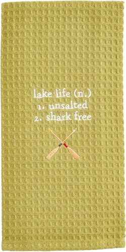 Vista 6 de Mud Pie Funny Lake - Toalla de gofre, at The Lake, 16 x 25 pulgadas