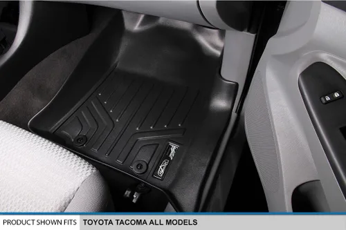 Vista 3 de SMARTLINER Juego de alfombrillas de piso de ajuste personalizado de 2 filas para Toyota Tacoma 2005-2011