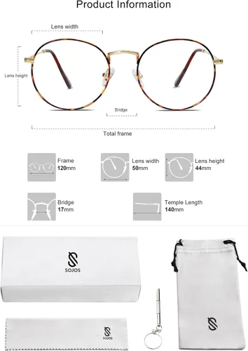 Vista 6 de SOJOS Blue Light Blocking Computer Glasses Round Eyewear Anti Blue Light Lens Preppy Chic SJ5024B