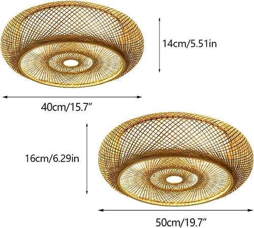 Vista 6 de Lámpara moderna de 3 luces, lámpara de interior, lámpara de techo vintage de bambú, lámpara colgante de linterna de ratán para cocina, comedor