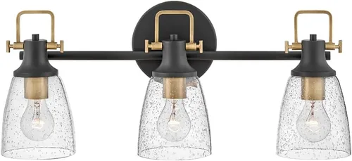 Vista 11 de Hinkley Easton 51270PN - Accesorio de tocador de baño de una sola luz, industrial moderno, pantalla de vidrio transparente, se monta hacia arriba
