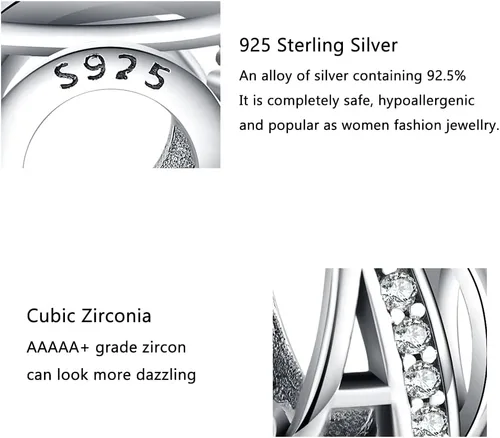 Vista 6 de TIZU Dijes de plata de ley 925 para dijes, pulseras, cuentas iniciales del alfabeto, joyería de regalo para mujeres