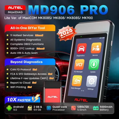 Vista 2 de Autel Escáner MaxiDiag MD906 PRO, 2026 MD906PRO OBD2 Herramienta de diagnóstico automotriz para sistema completo Igual que MD909 PRO, versión Lite.