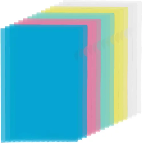 Vista 7 de YoeeJob Paquete de 15 carpetas de documentos tipo L para cartas y papel A4 Azul